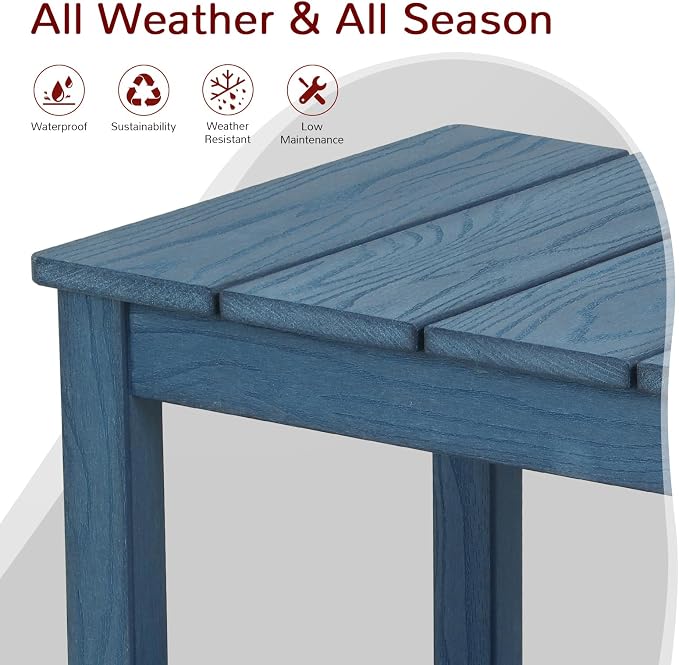 Stoog HIPS All-Weather Outdoor Side Table, 2-Tier Blue Patio End Table, Fade & Rot Resistant, Easy to Clean, for Garden, Pool, Porch