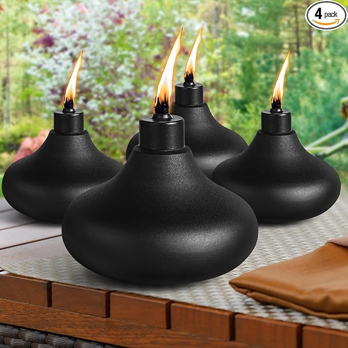4 Pack Table Top Torches, 24.5oz Citronella Torches for Outside, Decorative Tabletop Lantern for Yard, Patio, Deck, Garden, Party, Landscape