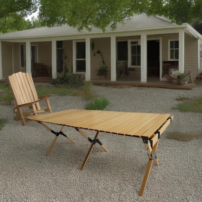 Multi-Function Wooden Foldable Portable Patio Dining Table, Natural Indoor and Outdoor Universal,Natural