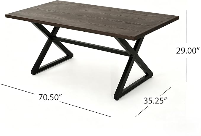 7 PCS Indoor Outdoor Patio Dining Furniture Set, Rectangular Wood Grain Pattern Table, 6 Aluminum Frame Chairs with Removable Thick Cushions, Ideal for Home, Apartment, Courtyard, Lawn, Poolside,Brown