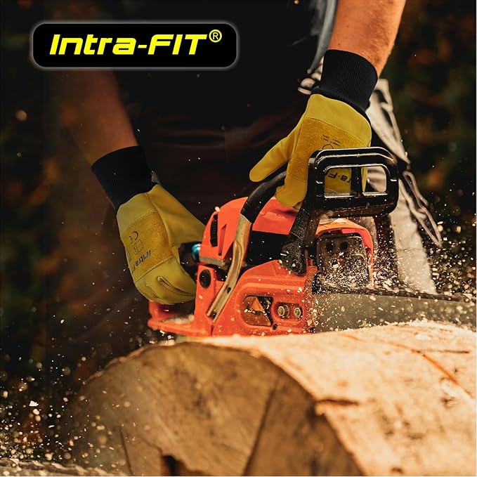 Chainsaw Gloves Saw Protection on Left Hand Back, EN ISO 11393-4, Cut-resistance Gloves Cow leather Palm