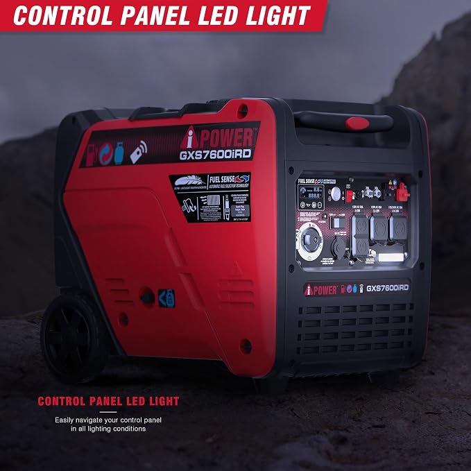 A-iPower 7600-Watt Dual Fuel Inverter Generator Remote Start, Power Supplies with 322cc OHV Engine, CO Sensor, Gas and Propane Powered, for Backup Home Use, Tailgating, RV, Power Outages(GXS7600iRD)