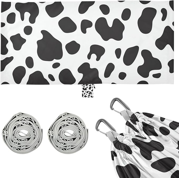 White Black Cow Leopard Print 330lb Capacity Camping Hammocks with Portabl Carry Bag Fabric Hammock for Outside Camping Essentials jamaca para Patio