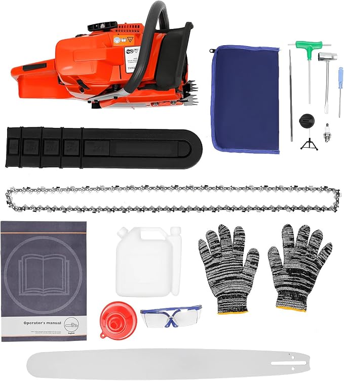 Gas Chainsaw, 28 Inch 71CC Handheld Gasoline Power Chainsaws, 3.9KW 2-Stroke Self-Reset Pull Start Portable Top Handle Chain Saw for Garden Pruning, Forest Logging, Orange