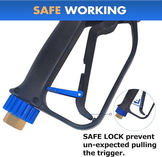 TOOLCY Short Pressure Washer Gun with Swivel, 4000 PSI, Power Washer Trigger Gun with 5 Spray Nozzle Tips, 3/8" Quick Connector & M22-14mm Adapter, 7 GPM