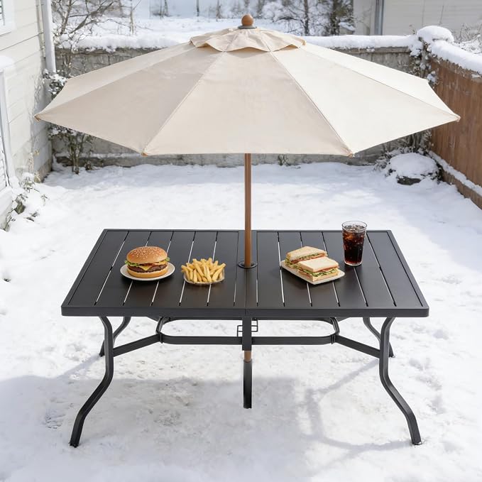Patio Dining Table, Rectangular, 6-Seater, Black