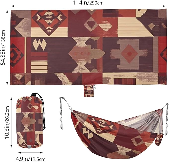 Boho Reddish Brown Regular Texture 330lb Capacity Camping Hammocks with Hanging Rope Indoor Hammock for Indoor Outdoor Patio hamaca para acampar