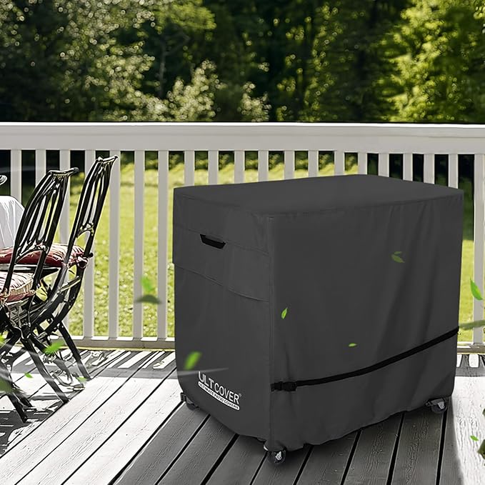 ULTCOVER Waterproof 80-100 Quart Patio Cooler Cart Rolling Ice Chest Cover 40L x 20W x 34H inch, Black