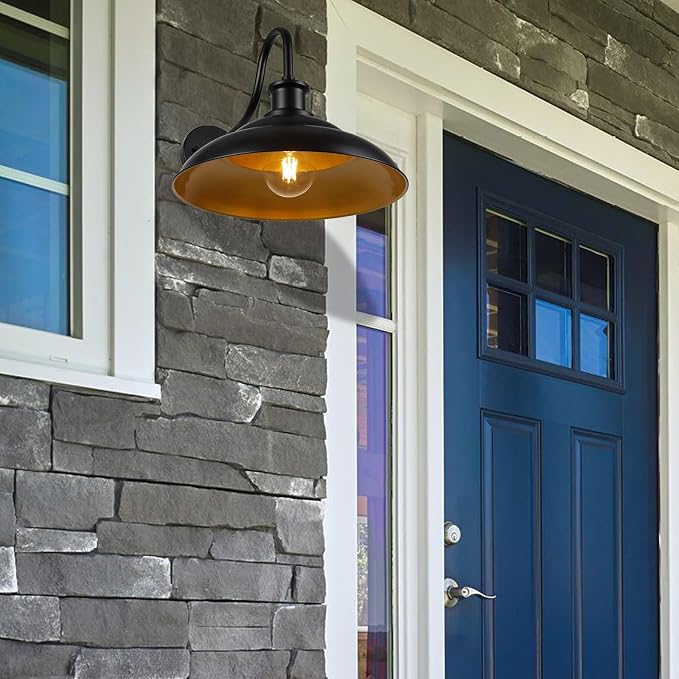 Outdoor Barn Light Fixture, 16 Inch Dome Large Wall Sconce Farmhouse Exterior Wall Mount Light for House Garage Patio Doorway