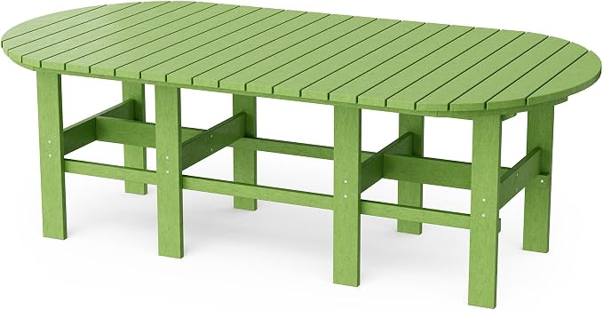 Wildridge Classic 7-Piece 44"x84" Dining Set, Lime Green - Outdoor Weather Resistant Recycled Plastic Furniture for Patio