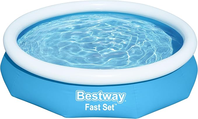 Bestway Fast Set 10' x 26" Above Ground Pool, Round Inflatable Ring Top Outdoor Swimming Pool