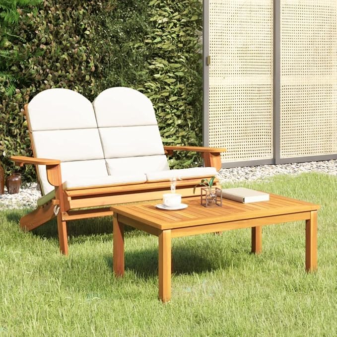 2 Piece Adirondack Patio Lounge Set Solid Wood Acacia, Outdoor Patio Sectional, Outdoor Sofa Set, Furniture Conversation Sets, Outdoor Porch Furniture for Balcony, Yard
