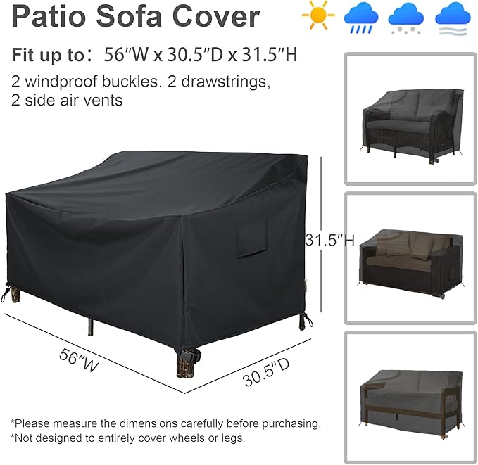 Patio Furniture Covers,Outdoor Furniture Cover Waterproof,Patio Furniture Set Covers for 4 Piece Outdoor Conversation Set,Patio Covers Set X-Large (Black)