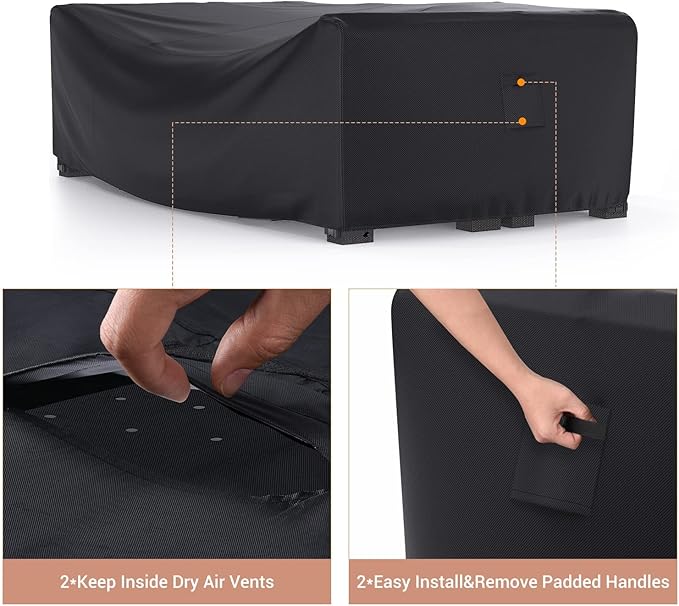 Patio Furniture Set Cover Waterproof, Mrrihand Outdoor Sectional Sofa Set Cover Heavy Duty 600D Table and Chair Set Cover 74" L×47" W×28" H