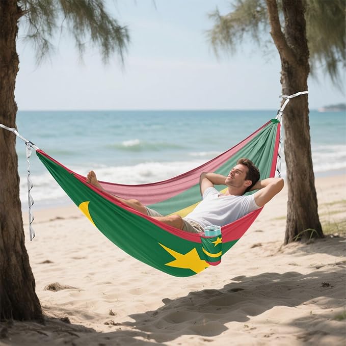 National Flag of Mauritania Hammocks with Portabl Carry Bag Backyard Hammock for Indoor Outdoor Patio