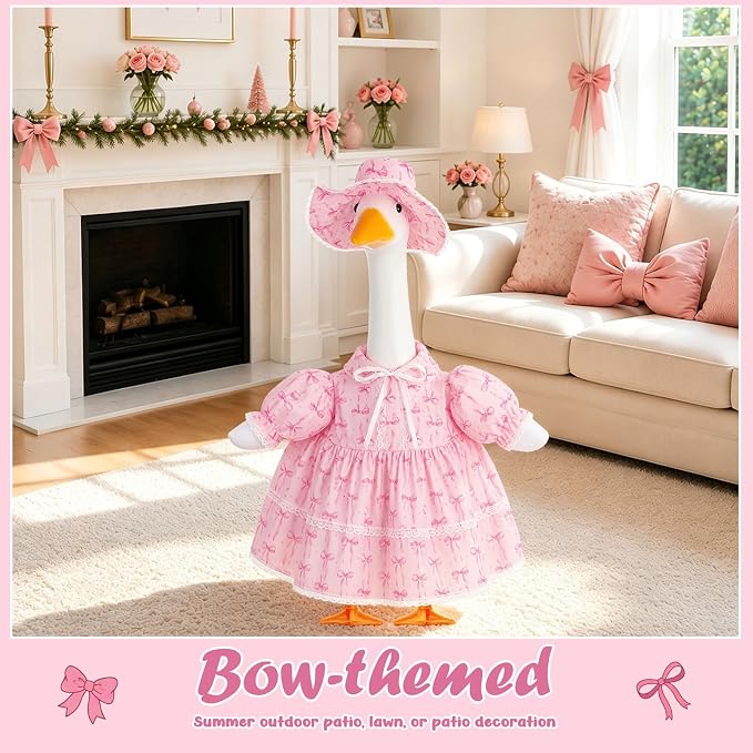 FuWeave Fall Porch Goose Outfit for Lawn Decor | Fits 23"/17" Lawn Plastic/Cement Statue Goose Costume Dress for Front Outdoor Courtyard Garden Patio Yard Decoration