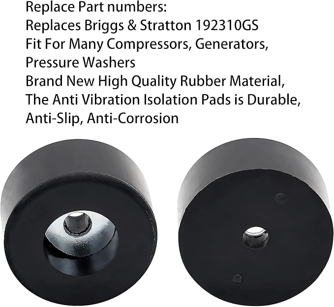 192310GS Anti Vibration Foot Pad Rubber Feet Foot Mount, Fit for Coleman Powermate Sanborn 094-0026 E106661, Many Compressors, Generators, Pressure Washers Anti Vibration Foot Pad (4/Pack)