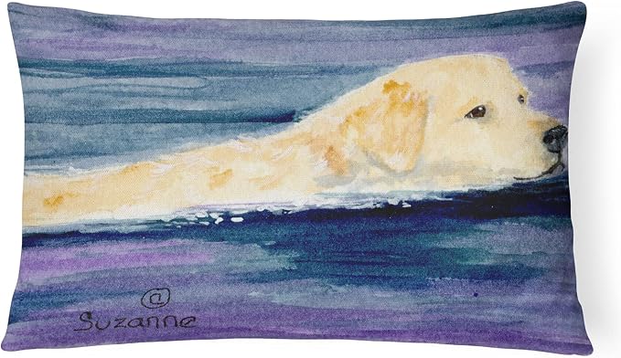 Caroline's Treasures SS8814PW1216 Golden Retriever Canvas Fabric Decorative Pillow Machine Washable, Indoor Outdoor Decorative Pillow for Couch, Bed or Patio, 12HX16W