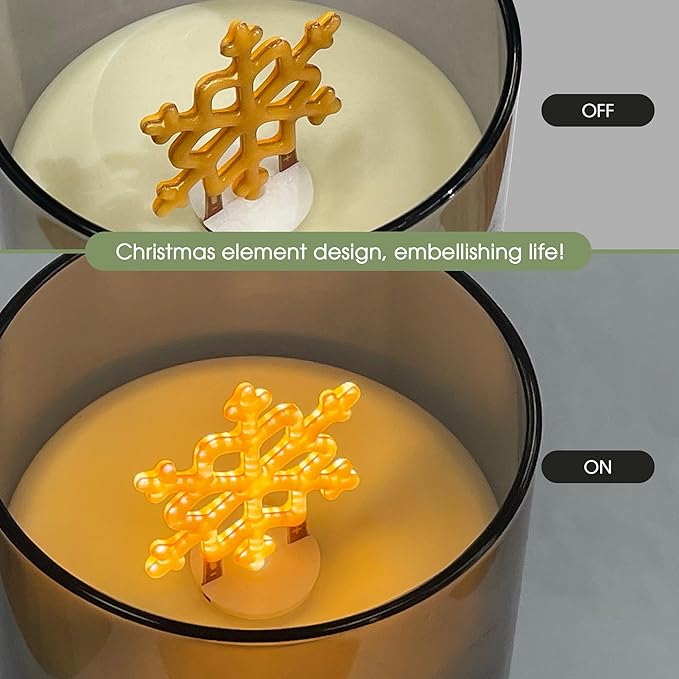 L LOHAS LED Electronic Candle Night Lights with Remote, 3-Pack Snowflake LED Flameless Candles, Battery Operated Flickering Night Light, 5 Brightness Levels & Timer, for Holiday Home Decor
