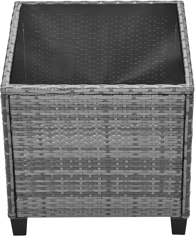 LUMISOL Outdoor Recliner Chairs Set of 2, Patio Rocking Chairs Set with Adjustable Footrest, Outdoor Reclining Chairs with Wicker Coffee Table for Courtyard, Porch (Beige)