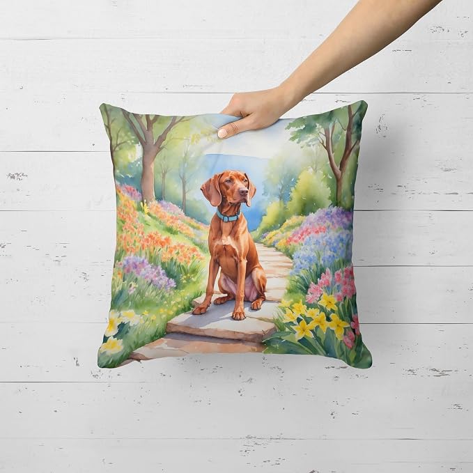 Caroline's Treasures Vizsla Spring Path Throw Pillow Machine Washable, Indoor Outdoor Decorative Pillow for Couch, Bed or Patio, 18Hx18W