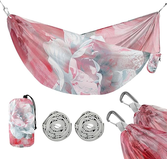 Pink White Floral Rose 330lb Capacity Hammocks with Hanging Rope Backyard Hammock for Patio Backyard Lounge Base soporte para hamacas para adultos