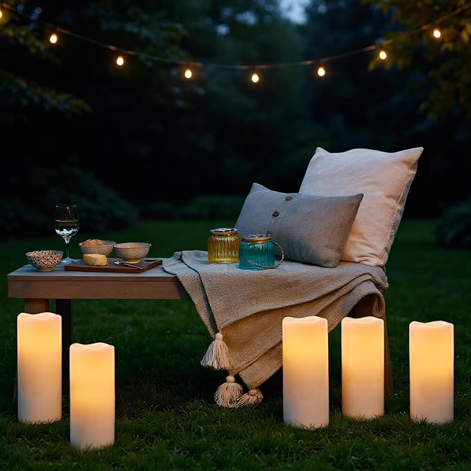 Outdoor Candles Waterproof with Remote Timer, 10” x 4” Large Battery Operated Candles, LED Pillar Flameless Outdoor Candle for Lartern Porch Patio Gardern Decor (Set of 2)