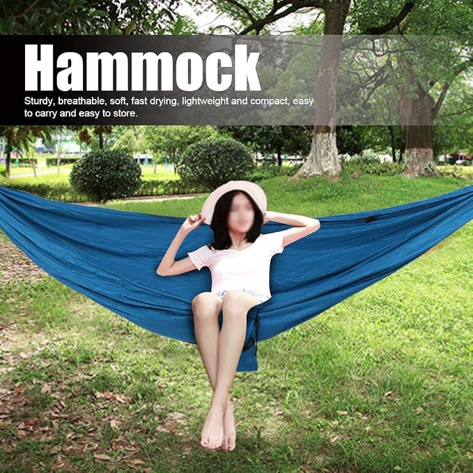 Breathable Hanging Chair Bed, 260x140cm Dual Use Portable Hammock Swing, Garden Hammock with Steel Buckle for Camping Courtyard Corridor Outdoor (Peacock Blue)
