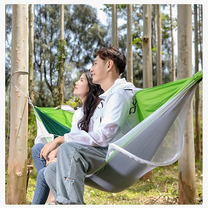 Outdoor Hammock Anti-Rollover Travel Camping Portable Hammock Hanging Chair Outdoor Portable Camping Travel Equipment (Color : Green-a, Size : 260 * 140cm)