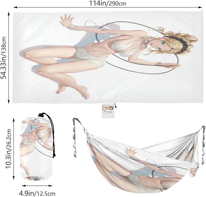Sexy Anime Girl Outdoor Hammock with Portabl Carry Bag Indoor Hammock for Outside Patio Backyard Poolside
