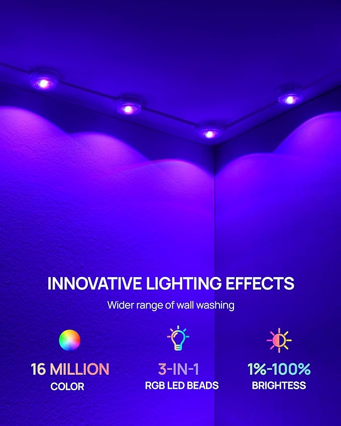 VCOKEN Permanent Outdoor Lights, 111FT with Smart 72 RGB LED Light for House & Outdoor Decor, DIY Scene Mode, IP65 Waterproof Eaves Lighting with App Control Remote for Christmas and Holiday Decor