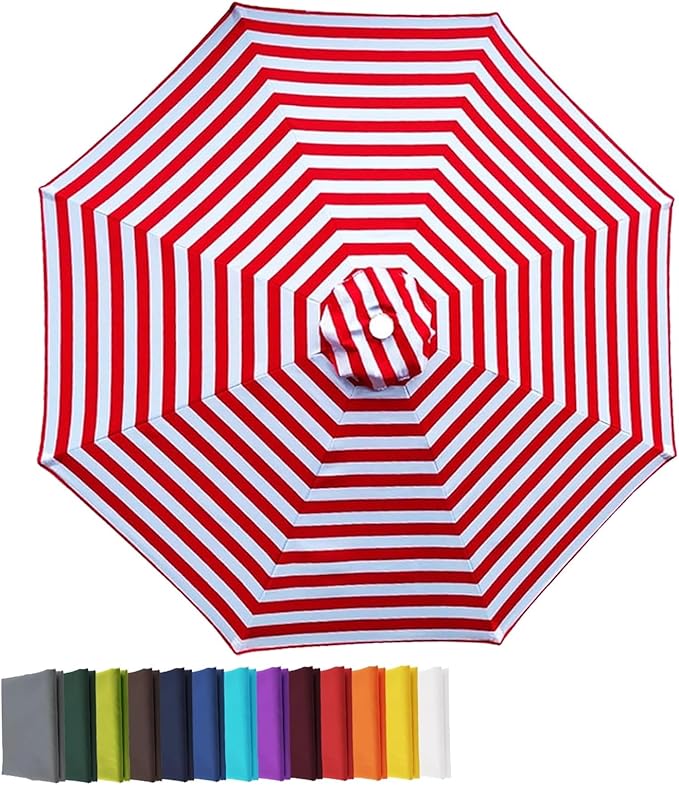 Garden Umbrella Replacement Canopy, Patio Umbrella Cover, 6.6ft-13ft Water Resistant Yard Parasol Top Cover, 6 Ribs 8 Ribs Beach Umbrella Canopy for Outdoor Poolside Balcony