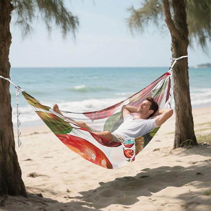 Oil Painting Feeling Red Fruit 330lb Capacity Hammocks Portable Hammock for Outside Patio Garden hamaca de Algodon para Jardin