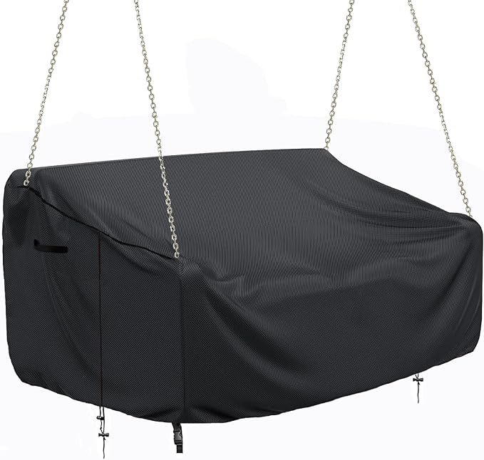 Porch Swing Cover Waterproof Outdoor Hanging Swing Cover Tear resistant All WeatherProof Patio Furniture Covers (Black, 85x45x(32-24)inch) (85x45x(32-24)inch)