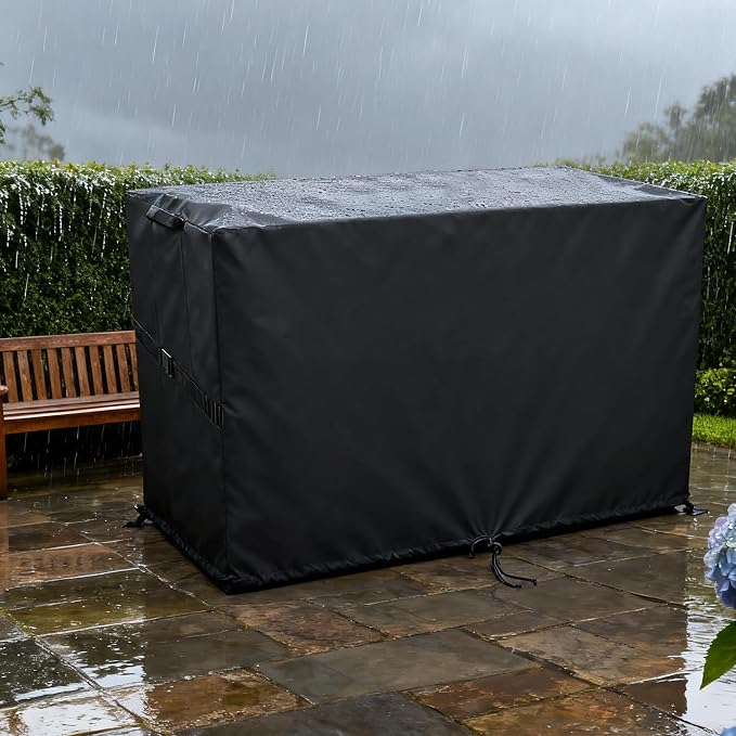 Outdoor Storage Box Cover，Waterproof Resin Storage Bin Cover Deck Box Covers-22.12"L x 22.12"W x 24.21"H