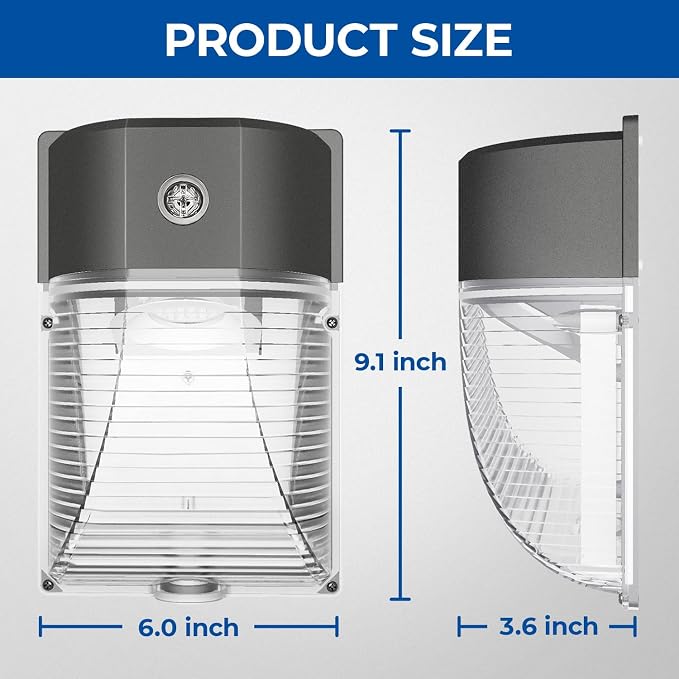 CINOTON 26W LED Wall Pack Light with Dusk to Dawn Sensor 3000k Bronze 2Pack | 100-277Vac, 3000LM Wall Light, IP65 Waterproof, Outdoor Security Flood Lighting, Hardwired Lights for Garage Warehouse Garden