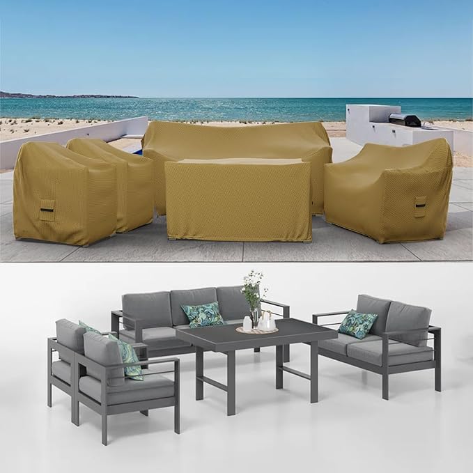 Covers & All Patio Furniture Cover, 5 Piece Outdoor Furniture Covers, Water-Repellent UV & Weather-Resistant Covers for Sofa, Loveseat, Chairs & Coffee Table
