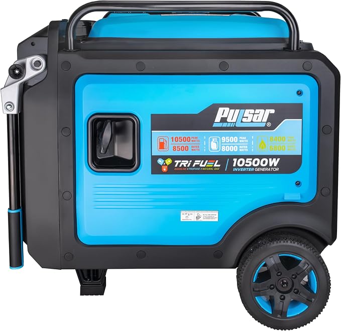 Pulsar 10,500 Watt Gasoline, Propane, and Natural Gas Tri-Fuel Portable Inverter Generator with Remote Start