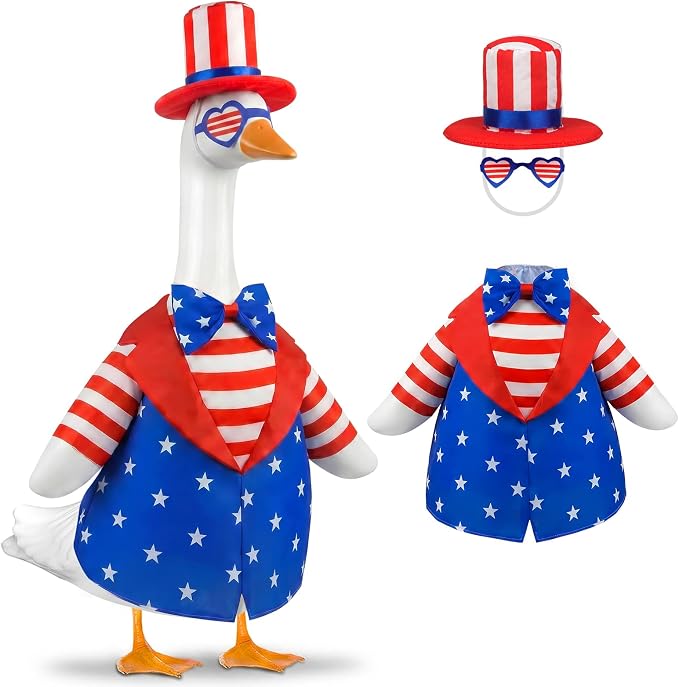 4th of July Goose Outfit with American Flag Patriotic Porch Goose Costume