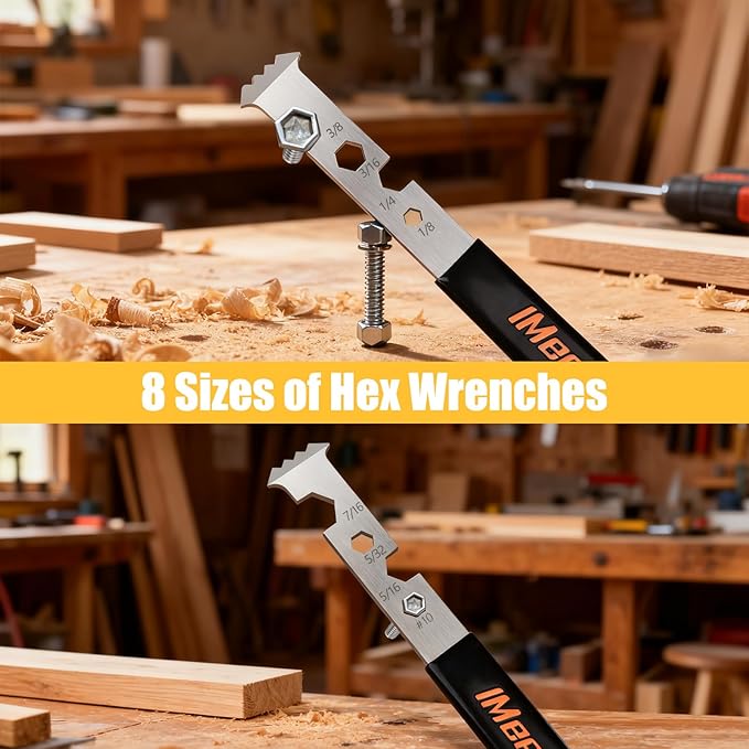 2-in-1 Paver Removal Tool with Hex Wrench, Heavy-Duty Steel Paver Lifter & Puller with Dual-Jointed Scraper, Micro-Serrated Groove & Non-Slip Handle, Paver Extractor Tool for Garden, Patio, Driveway
