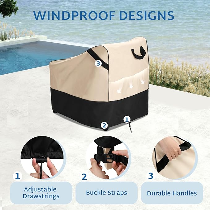FORSPARK Waterproof Patio Furniture Covers Heavy Duty, Outdoor Chair Cover 2 Packs Fits up to 38 W x 31 D x 29 H Inches