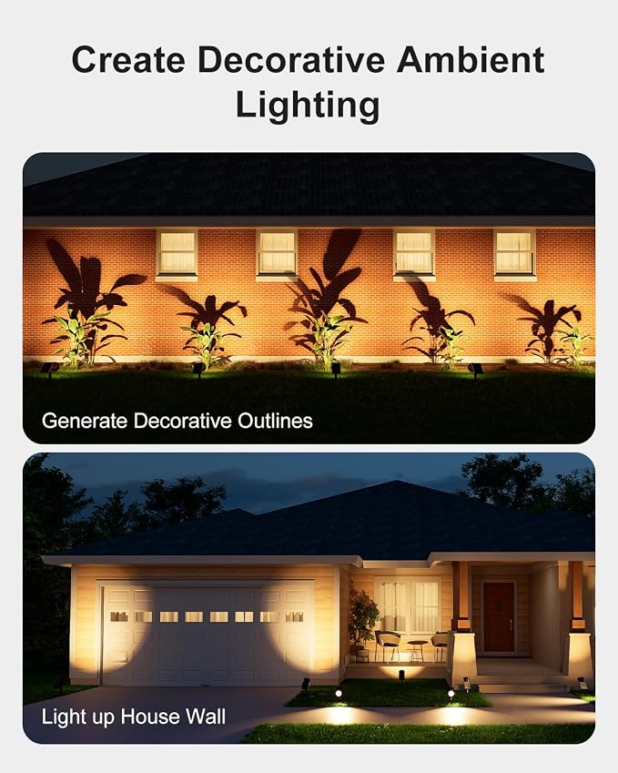 4 Pack Solar Powered Spotlights Waterproof Outdoor for Christmas Decorations, Tree, Santa Claus, Snowman, Christmas Ambient Outdside Spot Landscape Lights for Wall, Garden, Yard, Sidewalk, Warm White
