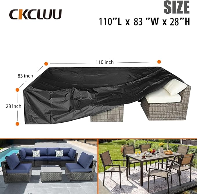 Patio Furniture Set Cover Outdoor Sectional Sofa Set Covers Outdoor Table and Chair Set Covers Water Resistant 110 Inch L x 83 Inch W x 28 Inch H
