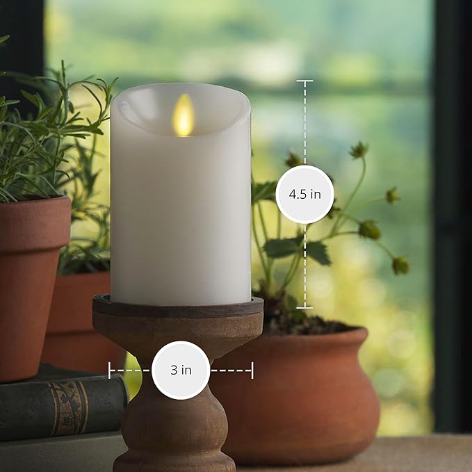 Luminara - Flameless LED Battery Operated Flickering Pillar Candles - White - Pack of 1-3x4.5 - Realistic Moving Flame Real Wax Indoor/Outdoor Decor