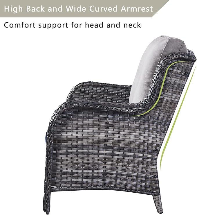 Rilyson Outdoor Couch Wicker Patio Sofa - 3 Seat Rattan Sofa with Deep Seating and Comfortable Cushions for Outside Porch Deck Balcony Garden(Mixed Grey/Grey)