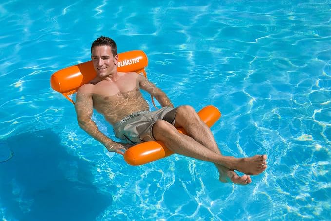 Poolmaster Vinyl Water Hammock Large Pool Float for Adults, Orange