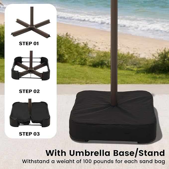 Ayge 15FT Patio Umbrella with Base,Large Outdoor Double-Sided Rectangle Umbrella with Crank Handle, Market Umbrella for Poolside Garden Deck Backyard Beach Pools,Navy