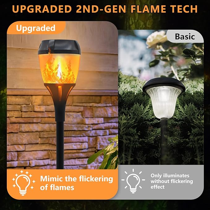 Swingers Solar Lights Outdoor,Solar Torch Lights with Flickering Flame,Waterproof Outdoor Garden Light for Christmas,Garden, Landscape, Path, Yard, Patio (4, Black)