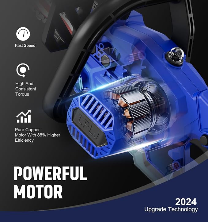 20V 12" Brushless Chainsaw, Electric Chainsaw Cordless, Portable Chain Saw Handheld Chain Saw Pruning Shears Chainsaws for Wood Cutting, Tree Felling, Limbing(4.0Ah Battery & Charger)