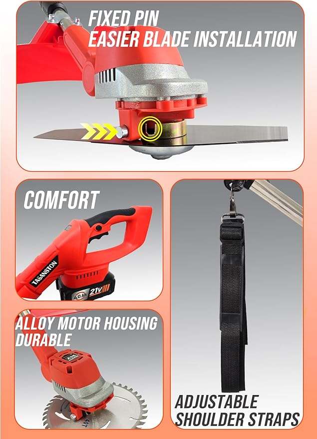 12" Brushless Cordless Weed Wacker, Fits .095" Trimmer Line, 21V Battery Powered Electric Weed Eater with 2X 4.0Ah Batteries, Metal Blade & Shoulder Strap, 3-in-1 Grass Trimmer Brush Cutter lawn edger